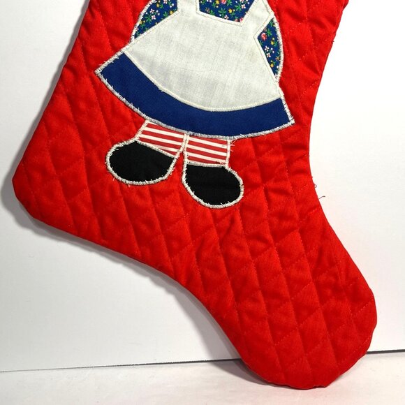 Vintage Handmade Raggedy Ann Quilted Christmas Stocking 1960s - Picture 4 of 6